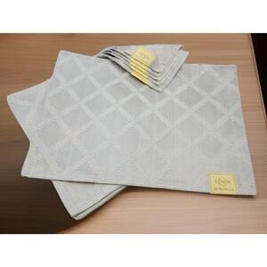 6 Lenox Platinum Laurel Leaf Placemats 13"x 18" Cotton Blend Holiday Table Decor